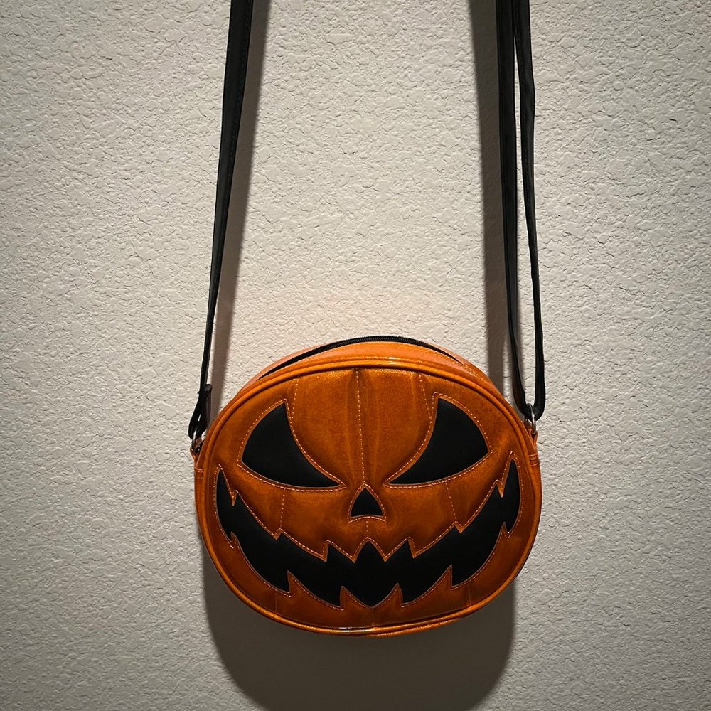 Love Pain Stitches Pumpkin Double Sided Glitter Bag